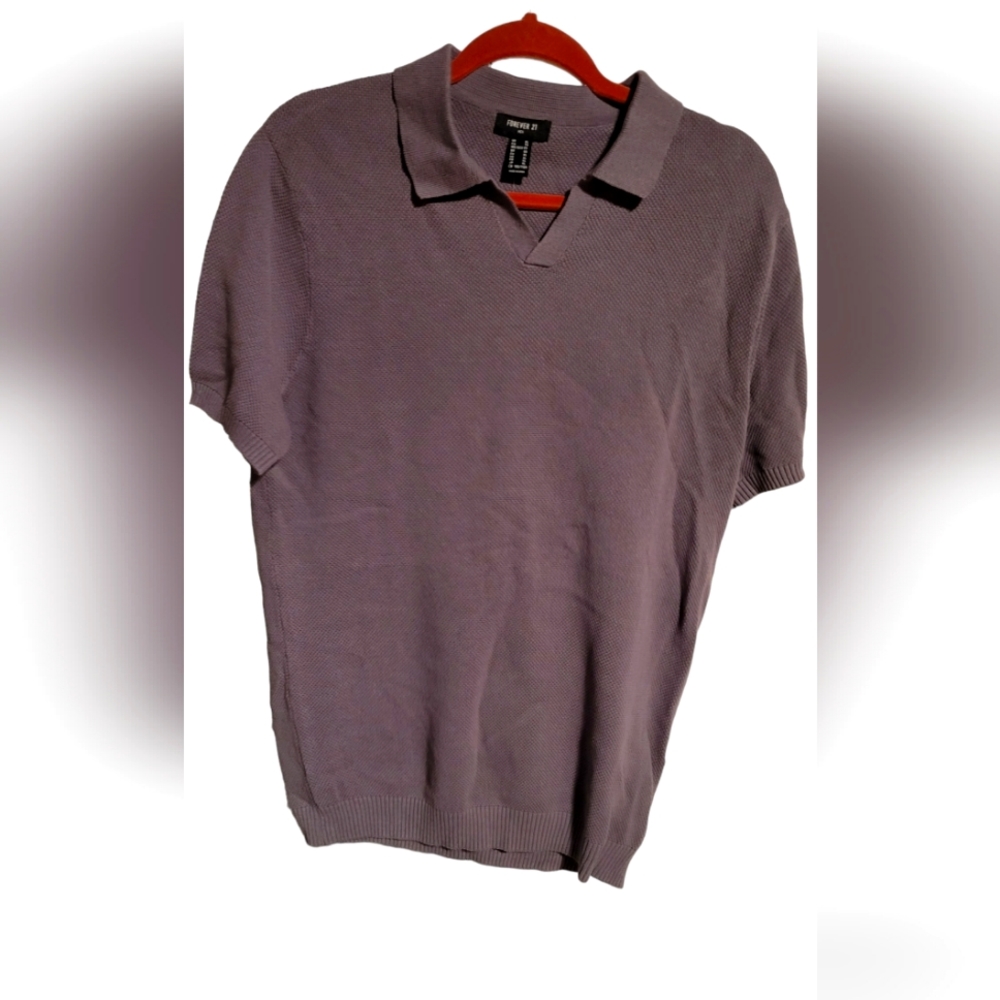 Split Neck Grey Polo Shirt NWT Forever 21